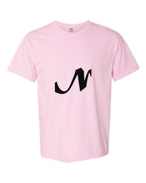 Alphabet N T-Shirt 9 inch calligraphy Black ink, Blossom