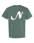 Alphabet N T-Shirt 9 inch calligraphy White ink, Blue Spruce
