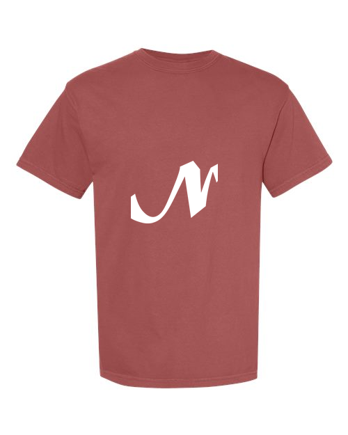 Alphabet N T-Shirt 9 inch calligraphy White ink, Brick