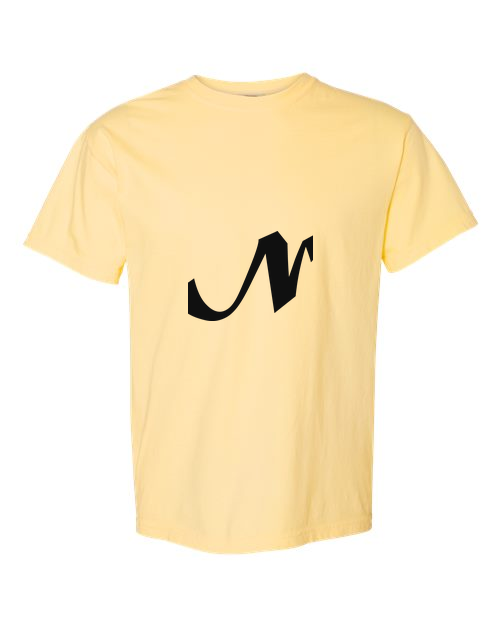 Alphabet N T-Shirt 9 inch calligraphy Black ink, Butter