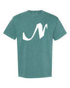 Alphabet N T-Shirt 9 inch calligraphy White ink, Emerald