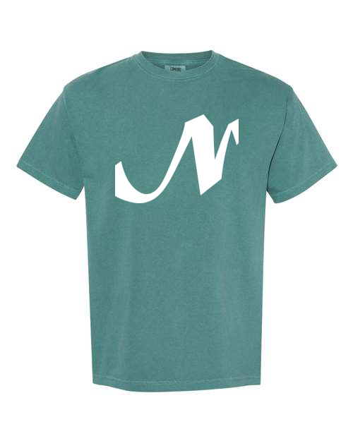 Alphabet N T-Shirt 9 inch calligraphy White ink, Emerald