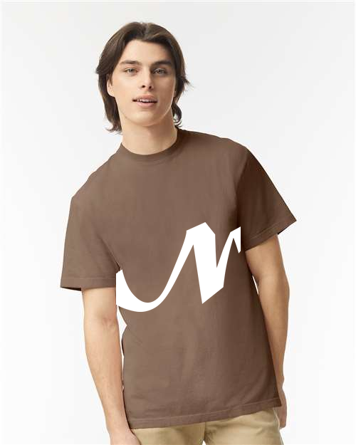 Alphabet N T-Shirt 9 inch calligraphy White ink, Espresso