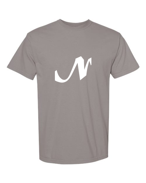 Alphabet N T-Shirt 9 inch calligraphy White ink, Grey