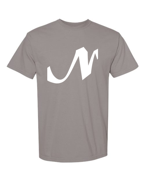 Alphabet N T-Shirt 9 inch calligraphy White ink, Grey