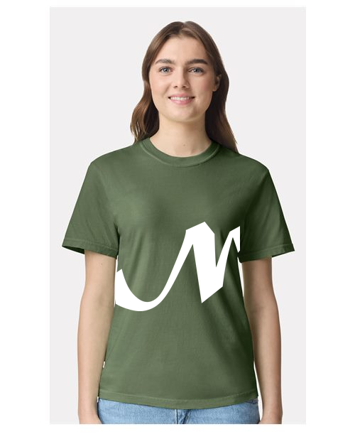 Alphabet N T-Shirt 9 inch calligraphy White ink, Hemp