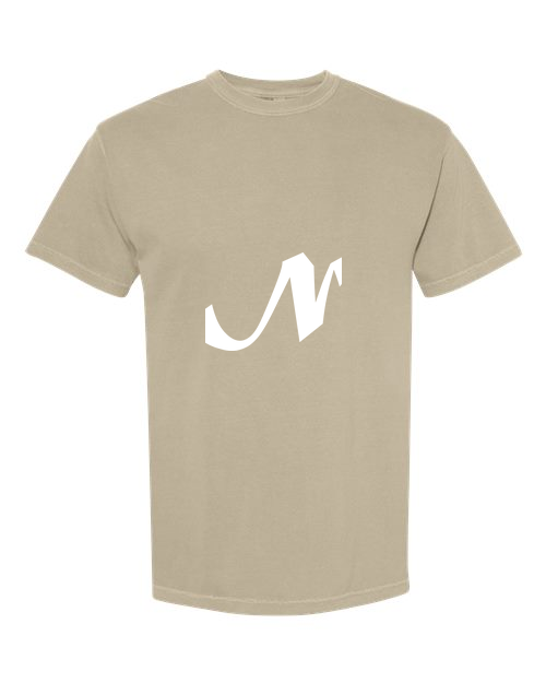 Alphabet N T-Shirt 9 inch calligraphy White ink, Khaki