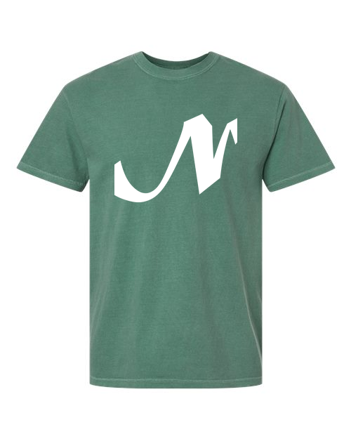 Alphabet N T-Shirt 9 inch calligraphy White ink, Light Green