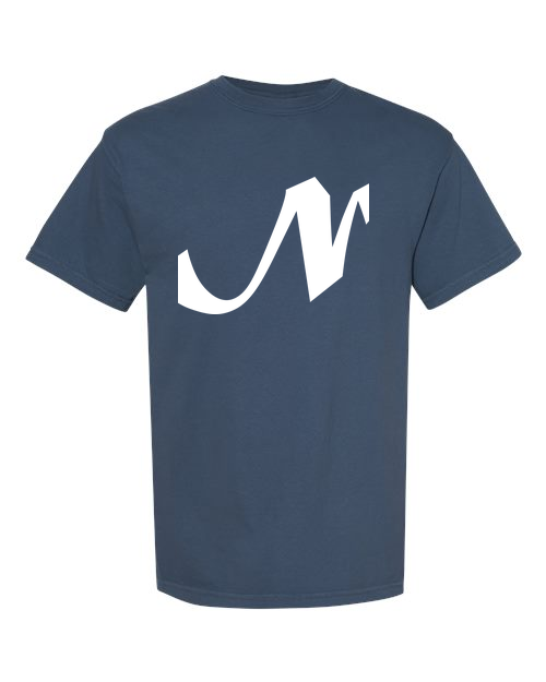Alphabet N T-Shirt 9 inch calligraphy White ink, Midnight