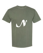 Alphabet N T-Shirt 9 inch calligraphy White ink, Moss