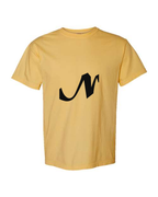 Alphabet N T-Shirt 9 inch calligraphy Black ink, Mustard