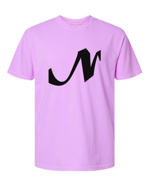 Alphabet N T-Shirt 9 inch calligraphy Black ink, Neon Violet