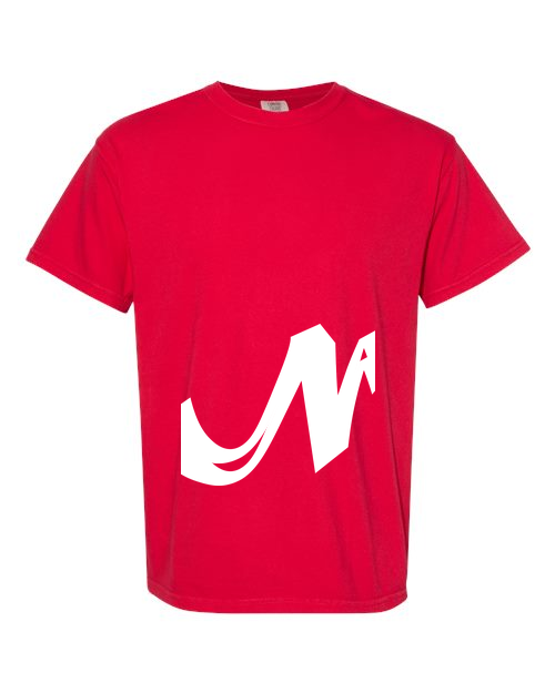 Alphabet N T-Shirt 9 inch calligraphy White ink, Red