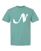 Alphabet N T-Shirt 9 inch calligraphy White ink, Seafoam