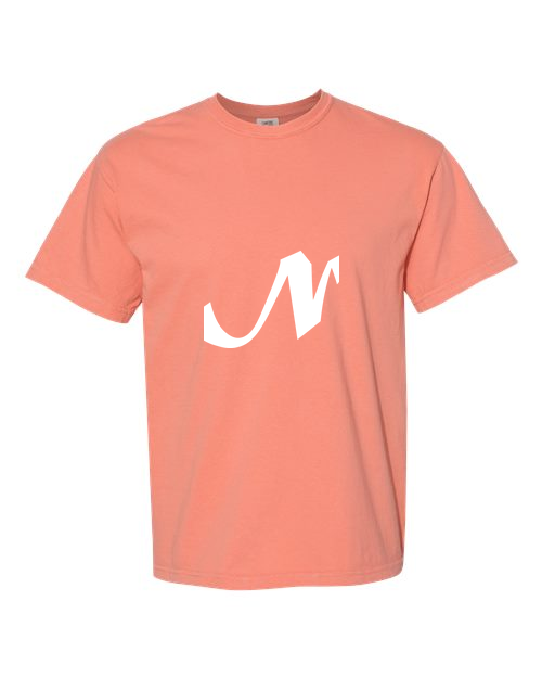 Alphabet N T-Shirt 9 inch calligraphy Black ink, Terracotta