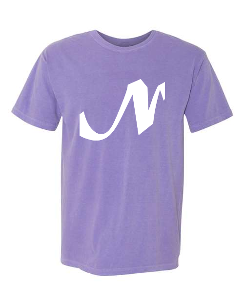 Alphabet N T-Shirt 9 inch calligraphy White ink, Violet