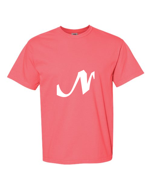 Alphabet N T-Shirt 9 inch calligraphy Black ink, Watermelon