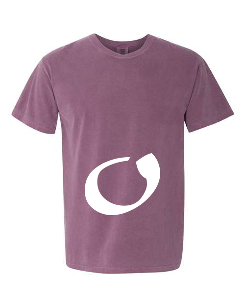 Alphabet O T-Shirt 9 inch calligraphy White ink, Berry