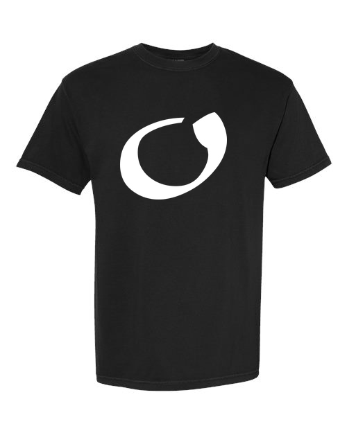 Alphabet O T-Shirt 9 inch calligraphy White ink, Black