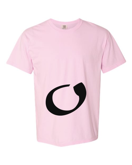 Alphabet O T-Shirt 9 inch calligraphy Black ink, Blossom