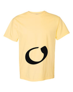 Alphabet O T-Shirt 9 inch calligraphy Black ink, Butter