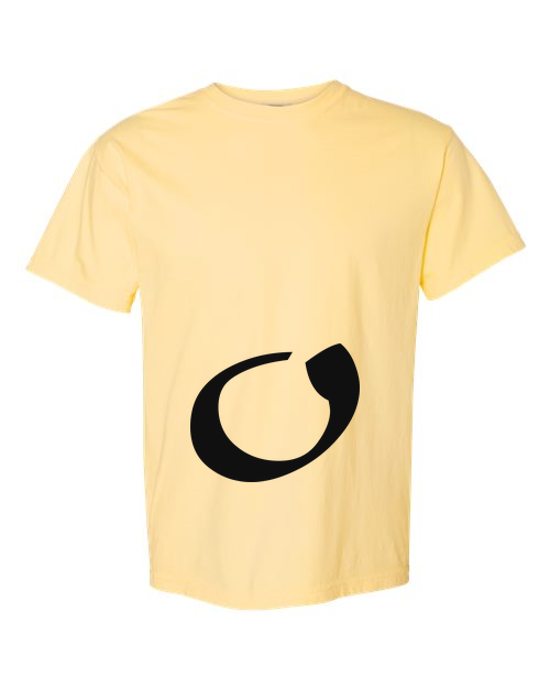 Alphabet O T-Shirt 9 inch calligraphy Black ink, Butter