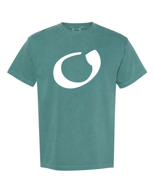 Alphabet O T-Shirt 9 inch calligraphy White ink, Emerald