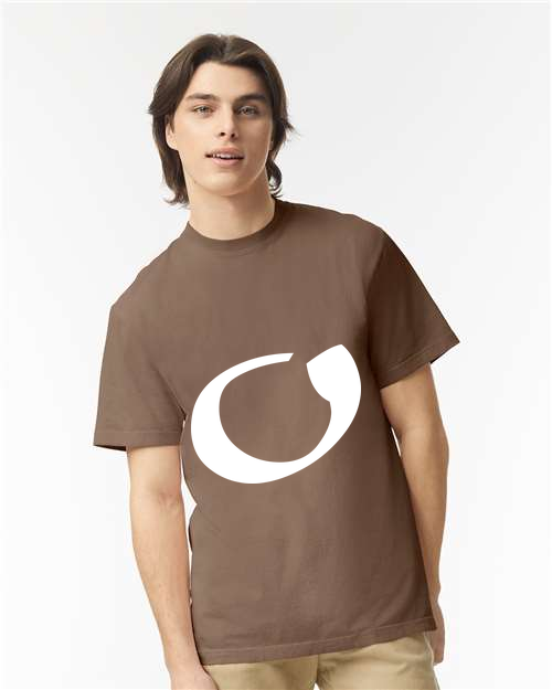 Alphabet O T-Shirt 9 inch calligraphy White ink, Espresso