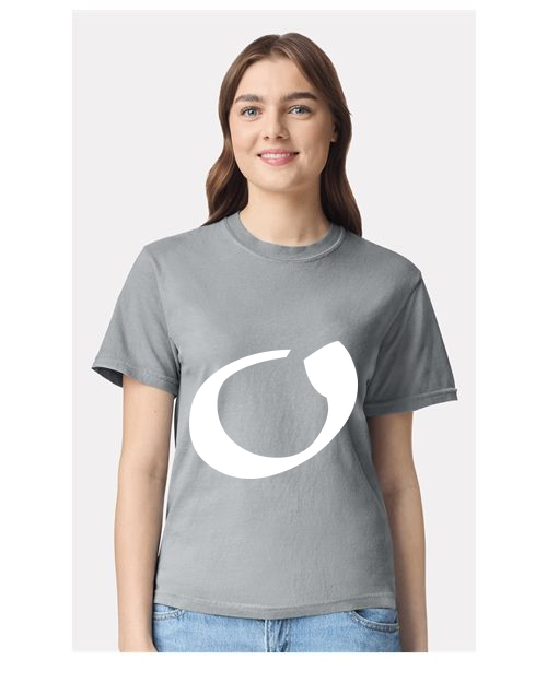 Alphabet O T-Shirt 9 inch calligraphy White ink, Granite