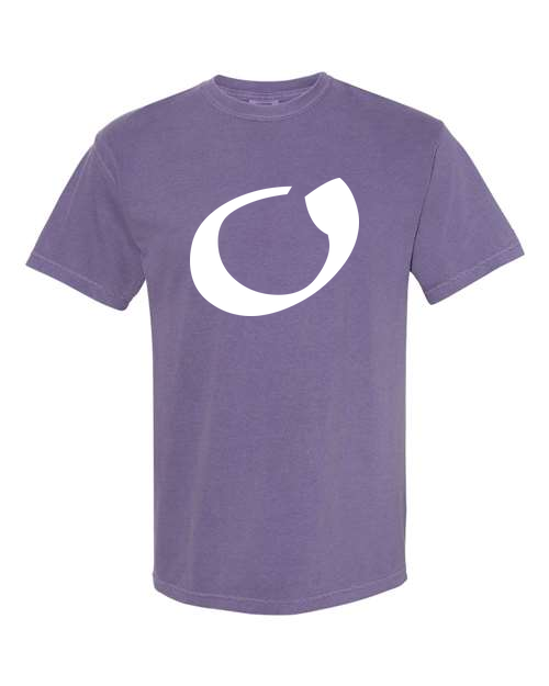 Alphabet O T-Shirt 9 inch calligraphy White ink, Grape
