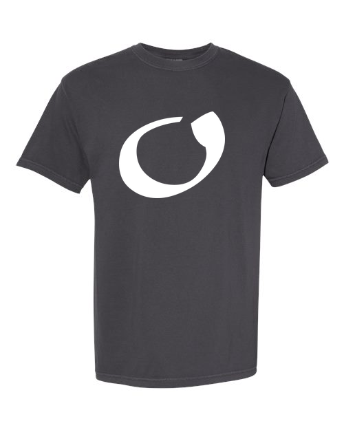 Alphabet O T-Shirt 9 inch calligraphy White ink, Graphite