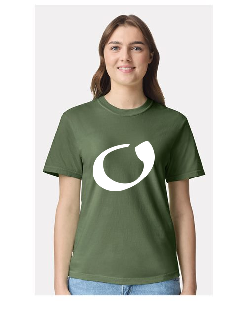 Alphabet O T-Shirt 9 inch calligraphy White ink, Hemp