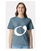 Alphabet O T-Shirt 9 inch calligraphy White ink, Ice Blue