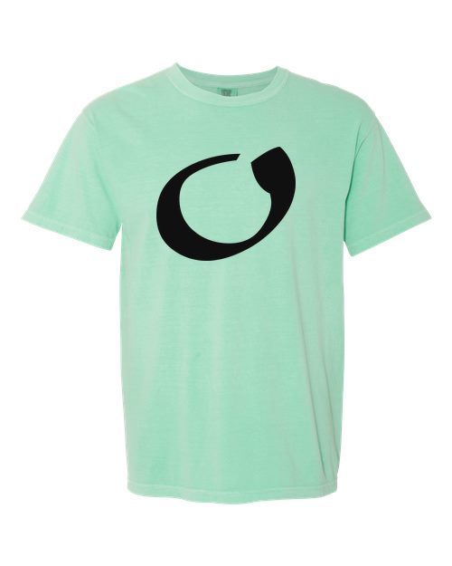 Alphabet O T-Shirt 9 inch calligraphy Black ink, Island Reef