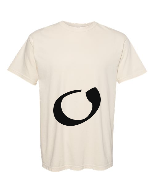 Alphabet O T-Shirt 9 inch calligraphy Black ink, Ivory
