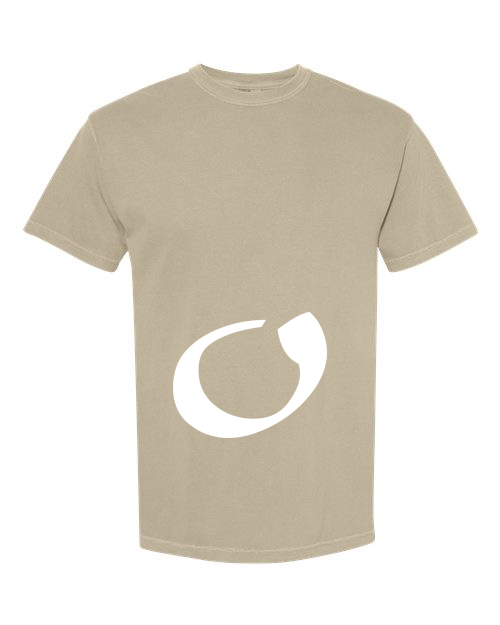 Alphabet O T-Shirt 9 inch calligraphy White ink, Khaki
