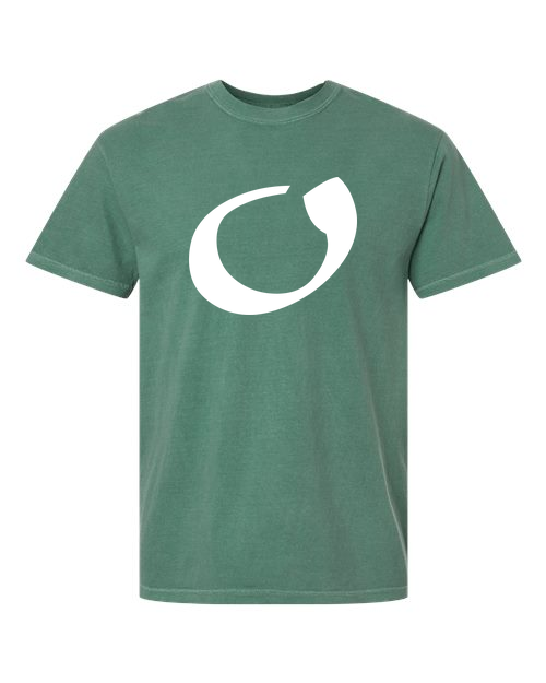 Alphabet O T-Shirt 9 inch calligraphy White ink, Light Green