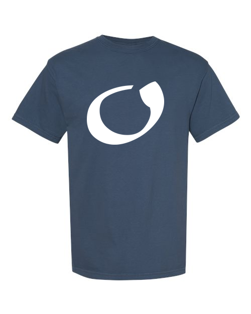 Alphabet O T-Shirt 9 inch calligraphy White ink, Midnight
