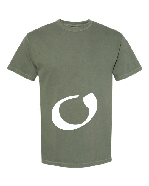 Alphabet O T-Shirt 9 inch calligraphy White ink, Moss