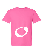 Alphabet O T-Shirt 9 inch calligraphy White ink, Neon Pink