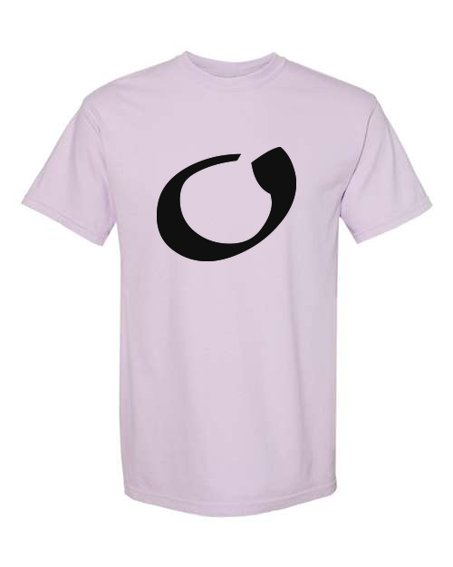 Alphabet O T-Shirt 9 inch calligraphy Black ink, Orchid