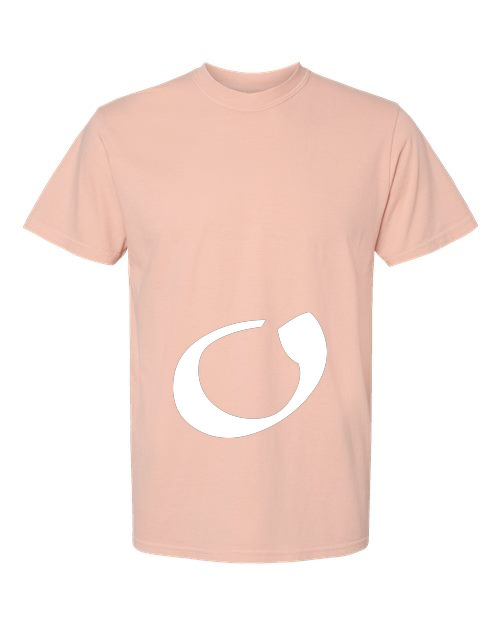 Alphabet O T-Shirt 9 inch calligraphy White ink, Peachy