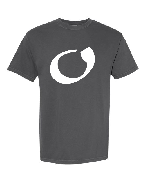Alphabet O T-Shirt 9 inch calligraphy White ink, Pepper