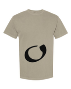 Alphabet O T-Shirt 9 inch calligraphy Black ink, Sandstone