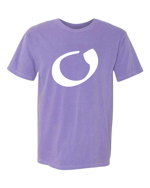 Alphabet O T-Shirt 9 inch calligraphy White ink, Violet