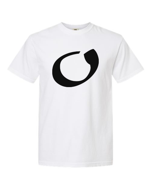 Alphabet O T-Shirt 9 inch calligraphy Black ink, White