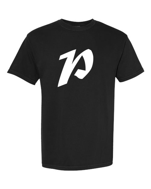 Alphabet P T-Shirt 9 inch calligraphy White ink, Black