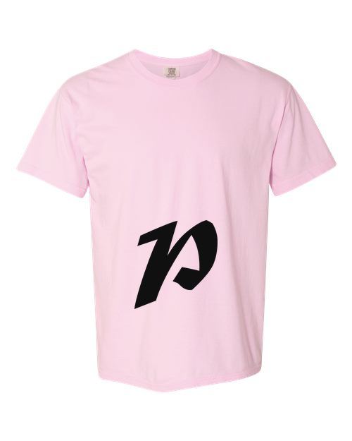 Alphabet P T-Shirt 9 inch calligraphy Black ink, Blossom