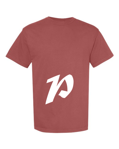 Alphabet P T-Shirt 9 inch calligraphy White ink, Brick