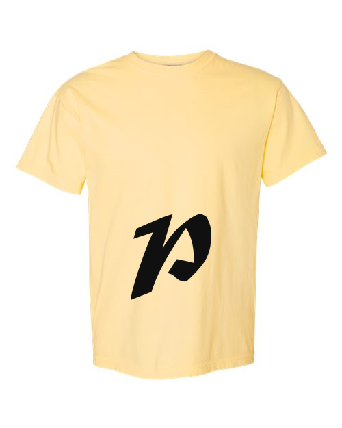 Alphabet P T-Shirt 9 inch calligraphy Black ink, Butter